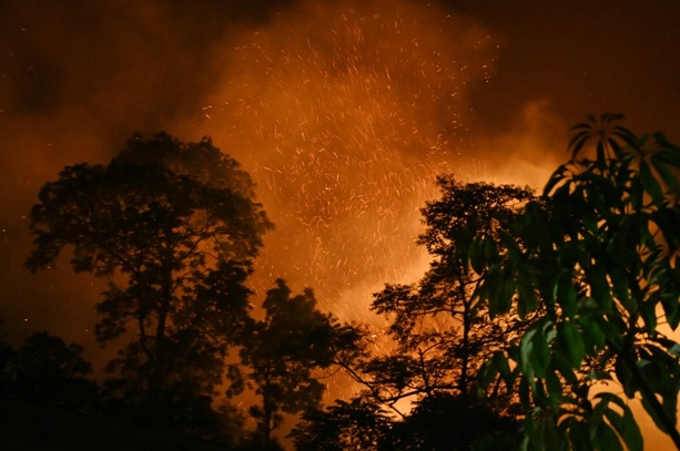 Bild vergrößern: Feuerwehr in Nepal kämpft gegen Waldbrand nahe der Hauptstadt Kathmandu