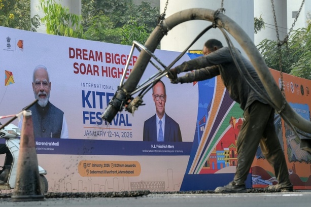 Bild vergr&ouml;&szlig;ern: Merz zu zweitägigem Besuch in Indien - Treffen mit Premier Modi