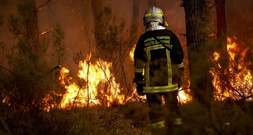Waldbrandsituation in französischer Gironde in der Nacht 
