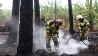 Ukrainische Feuerwehrleute helfen Feuerwehr nach Waldbrand nahe Bordeaux
