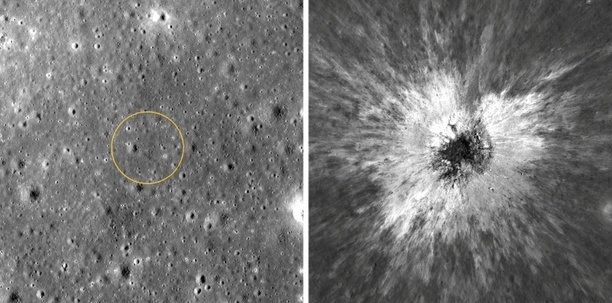 Bild vergr&ouml;&szlig;ern: Nasa-Forscher entdecken kürzlich entstandenen neuen riesigen Mondkrater